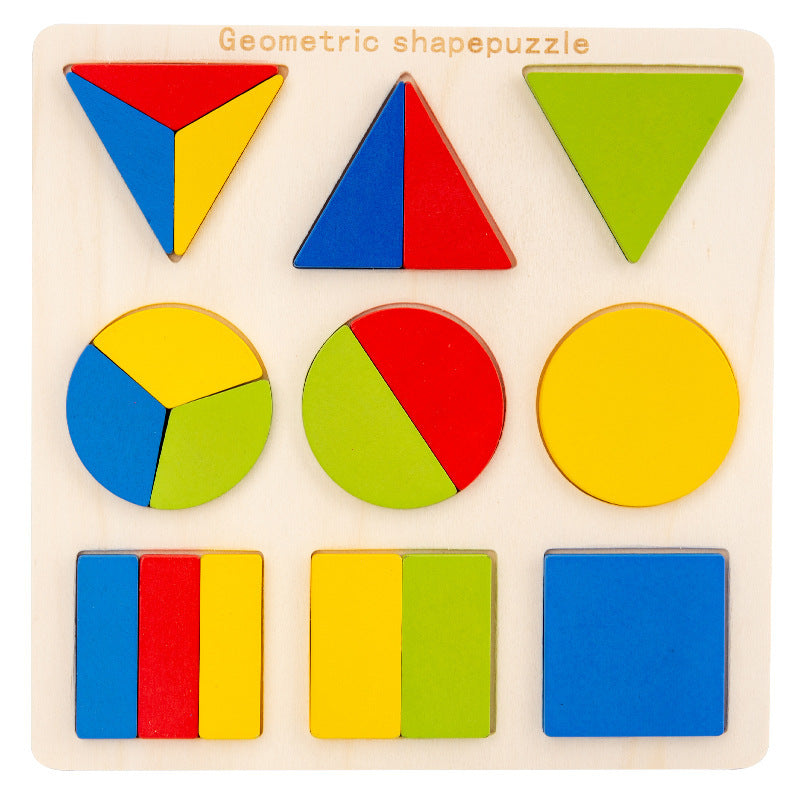 Puzzle Éducatif Montessori - Formes Géométriques en Bois
